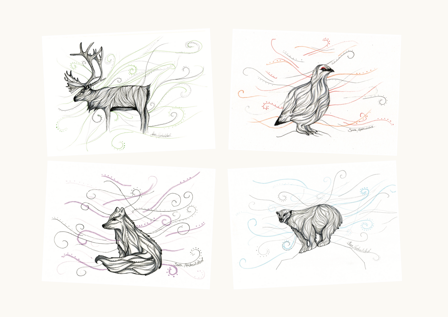<tc>Winter animals - 4 cards in a pack</tc>